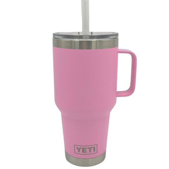 LASER ENGRAVED PERSONALIZATION YETI 35 oz. Straw Lid Tumbler in POWER PINK - Picture 1 of 2